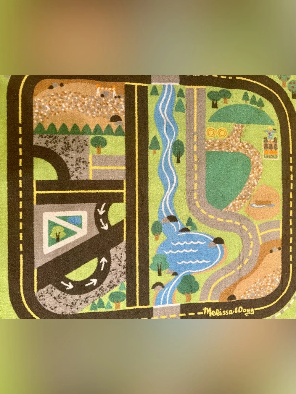 Melissa & Doug Road Play Rug w/ Wooden Cars & Vehicles Play Set